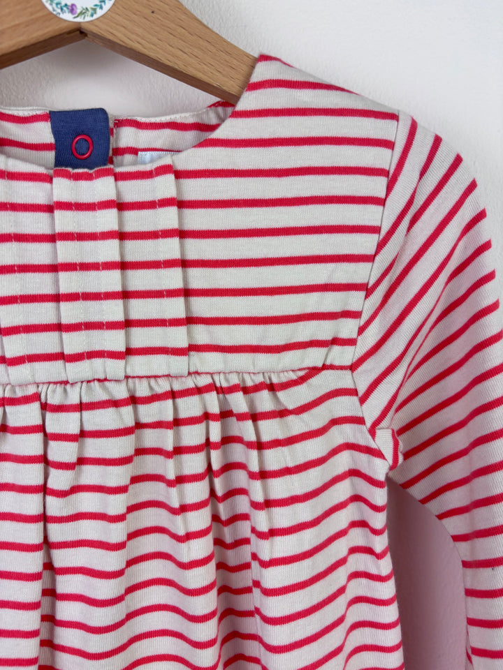 Baby Boden Red and Cream Stripe Long Sleeve Dress 2–3 Years-Dresses-Second Snuggle Preloved