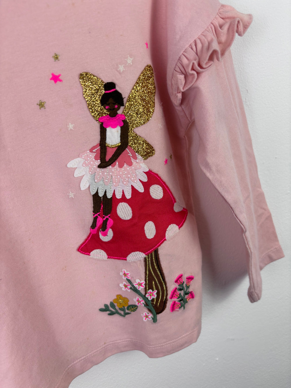 Mini Boden Pink Fairy Appliqué Long Sleeve Top 8–9 Years-Tops-Second Snuggle Preloved