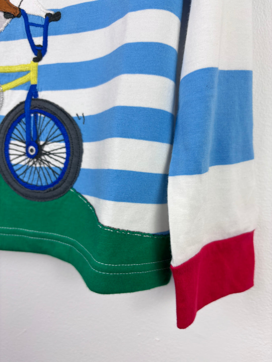 Boden Blue Stripe Guinea Pig Appliqué Long Sleeve Top 9-10 Years-Tops-Second Snuggle Preloved