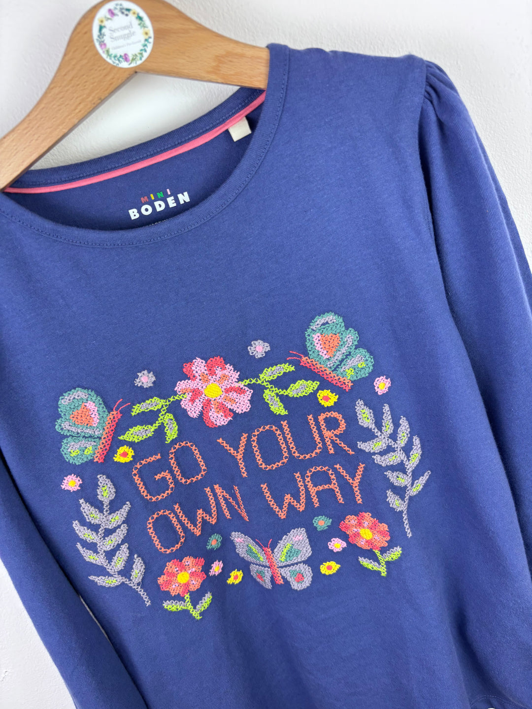 Boden Go Your Own Way Embroidered Long Sleeve Top 9–10 Years-Tops-Second Snuggle Preloved