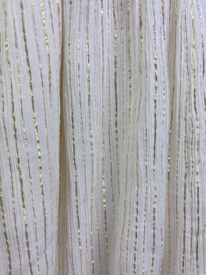 Mini Boden Ivory and Gold Textured Stripe Sleeveless Jumpsuit 7–8 Years-Play Suits-Second Snuggle Preloved