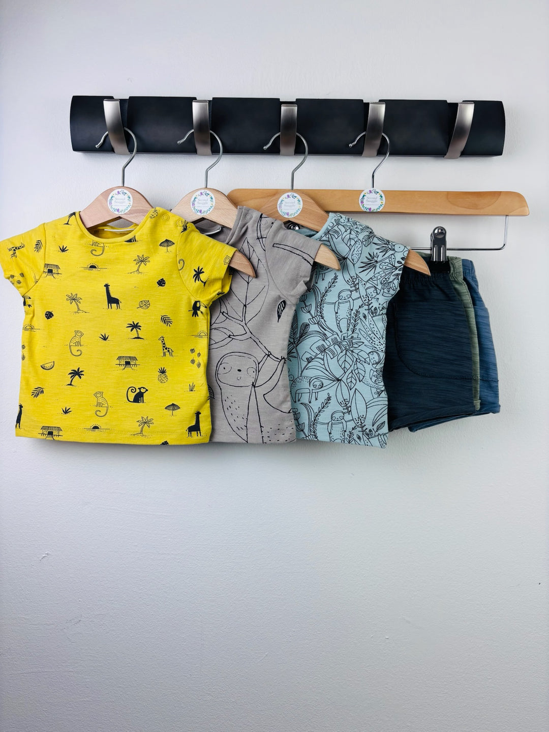 Next 6 Piece Newborn Tops and Shorts Bundle Up To 1 Month-Sets-Second Snuggle Preloved