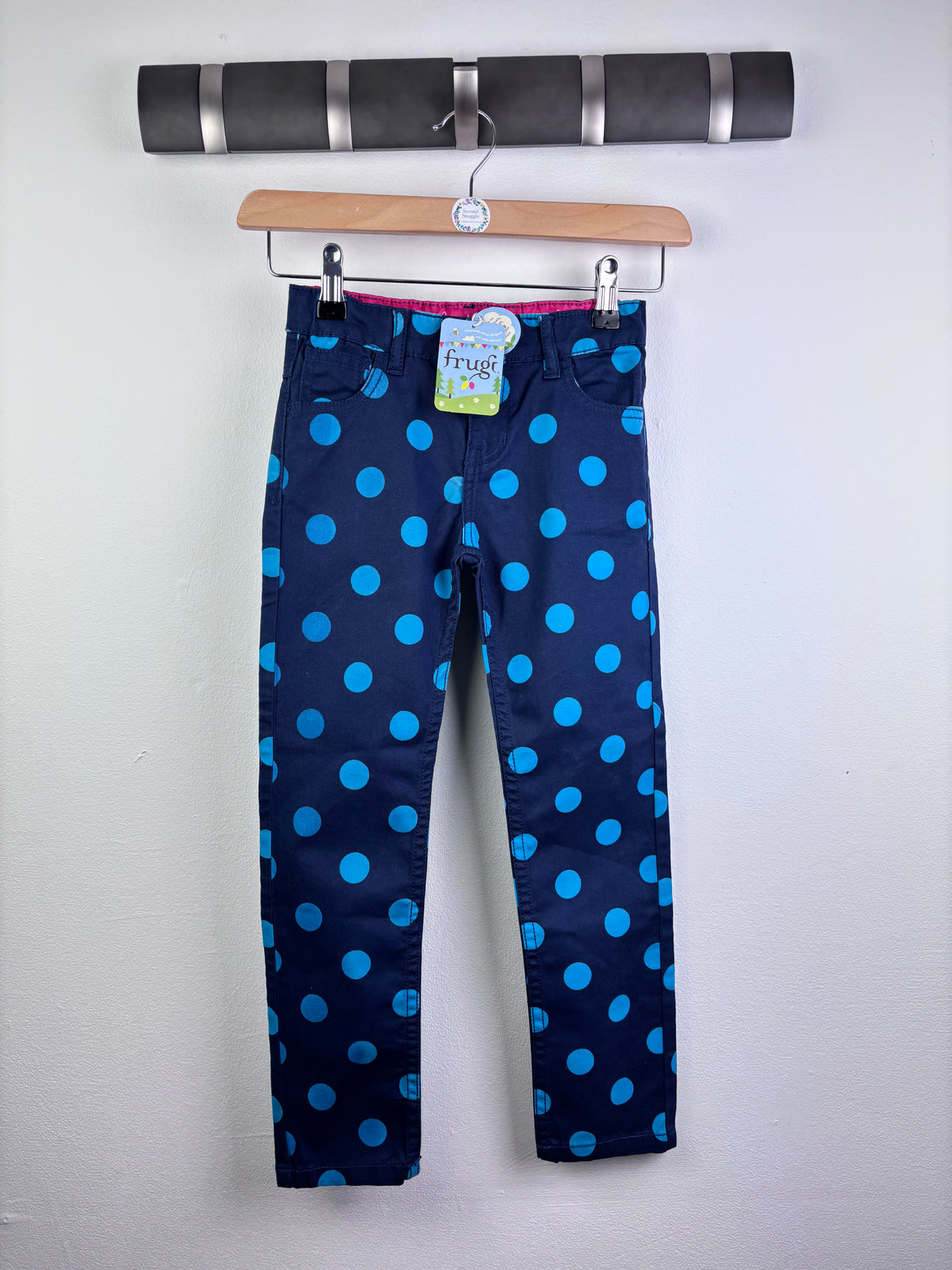 Frugi Navy Blue Spot Print Skinny Jeans 6–7 Years-Trousers-Second Snuggle Preloved