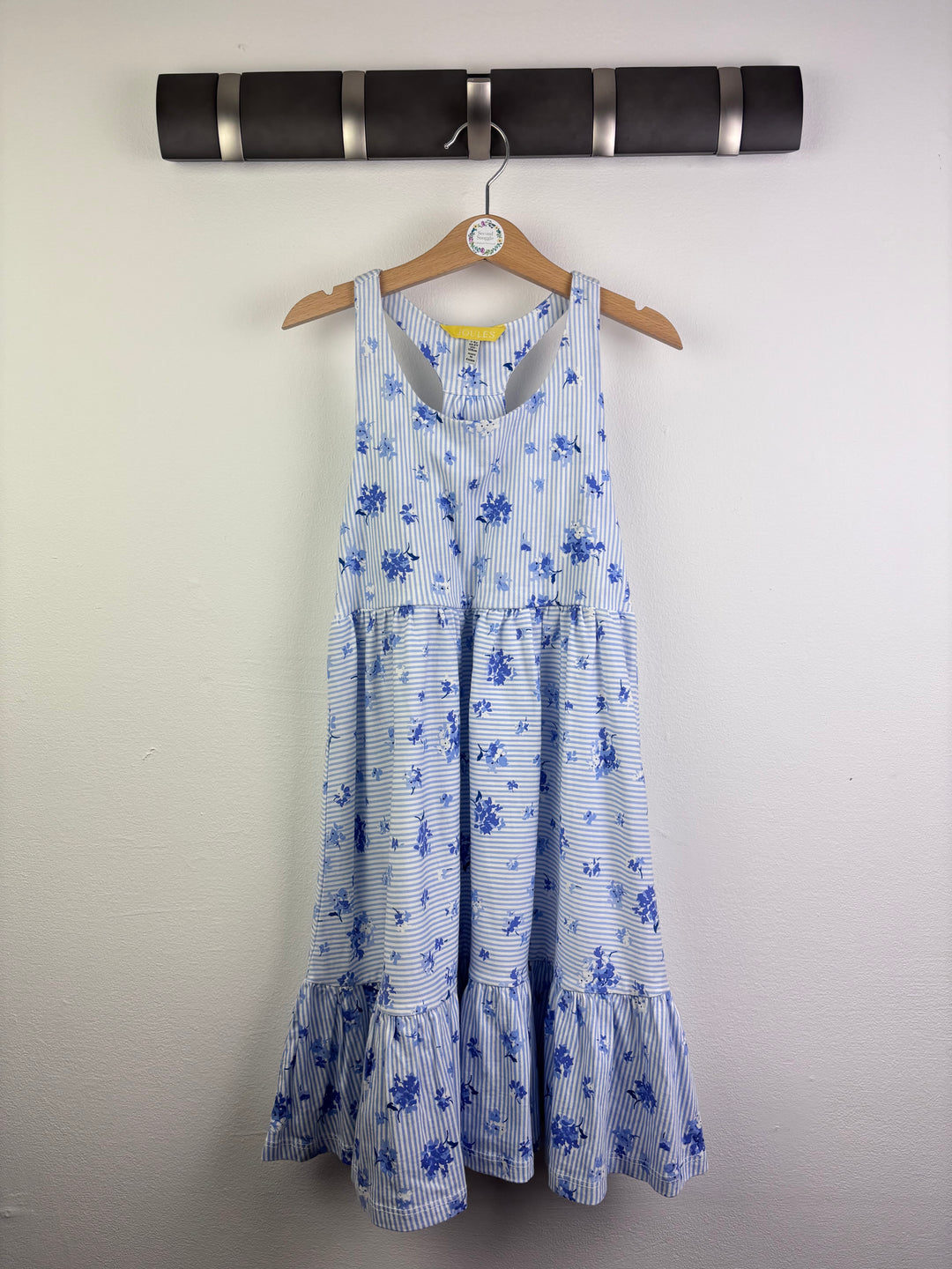 Joules Blue Stripe Floral Sleeveless Dress 7–8 Years