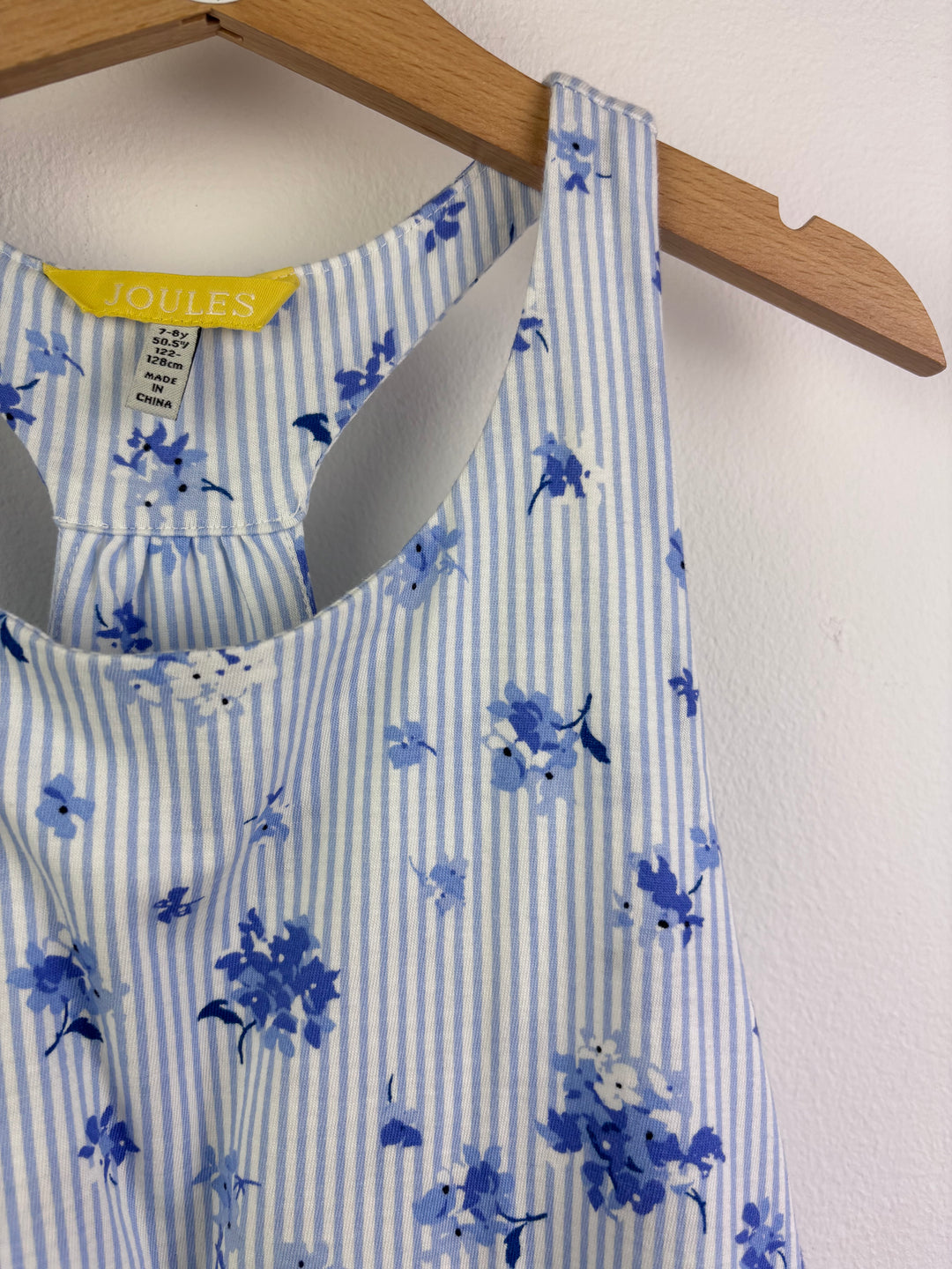 Joules Blue Stripe Floral Sleeveless Dress 7–8 Years