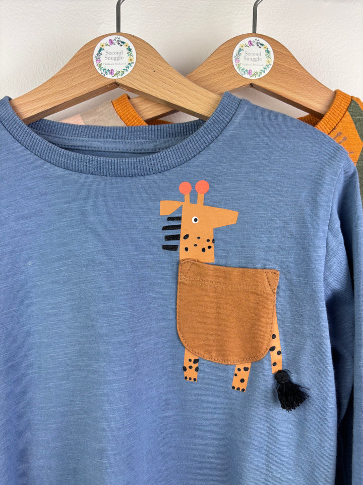 Next Dinosaur Long Sleeve Tops Brown Crocodile Print 3 Pack 5-6 Years-Tops-Second Snuggle Preloved