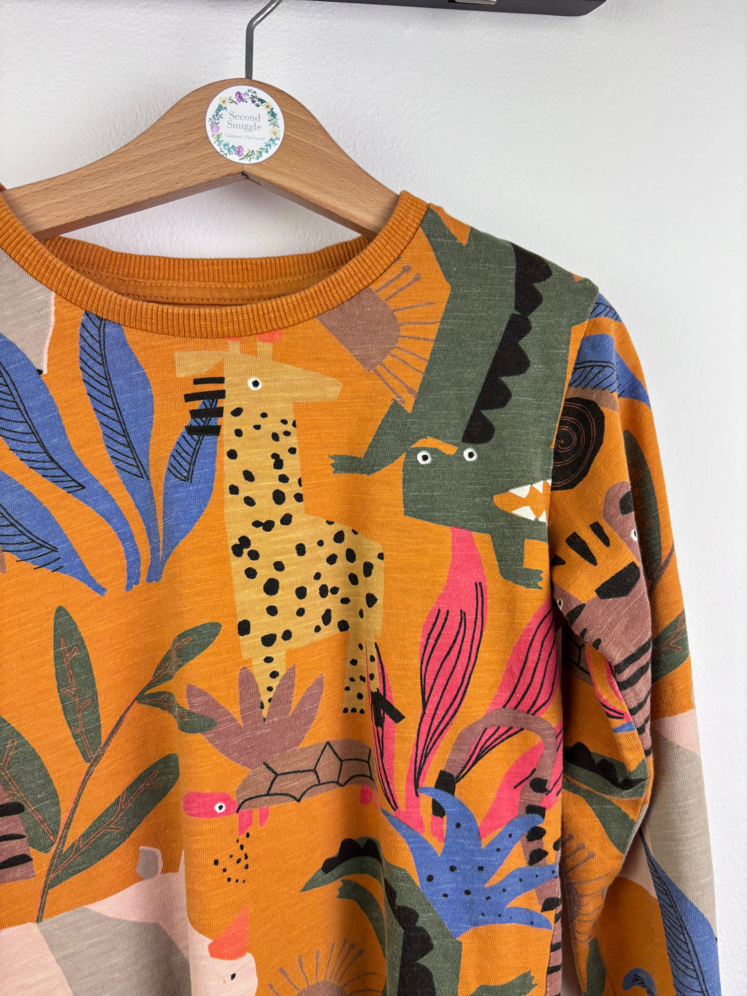 Next Dinosaur Long Sleeve Tops Brown Crocodile Print 3 Pack 5-6 Years-Tops-Second Snuggle Preloved