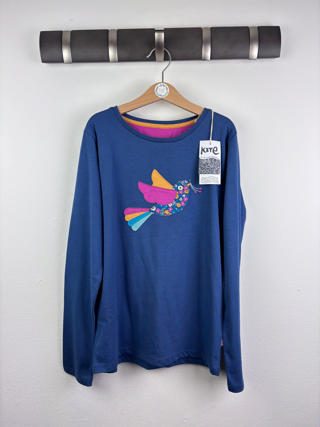 Kite Bird Appliqué Long Sleeve Top Blue 10-11 Years-Tops-Second Snuggle Preloved