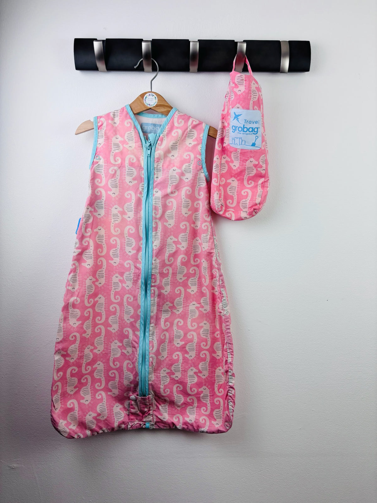 Gro Company Pink Seahorse Travel Grobag 0-6 Months 0.5 Tog-Sleeping Bags-Second Snuggle Preloved