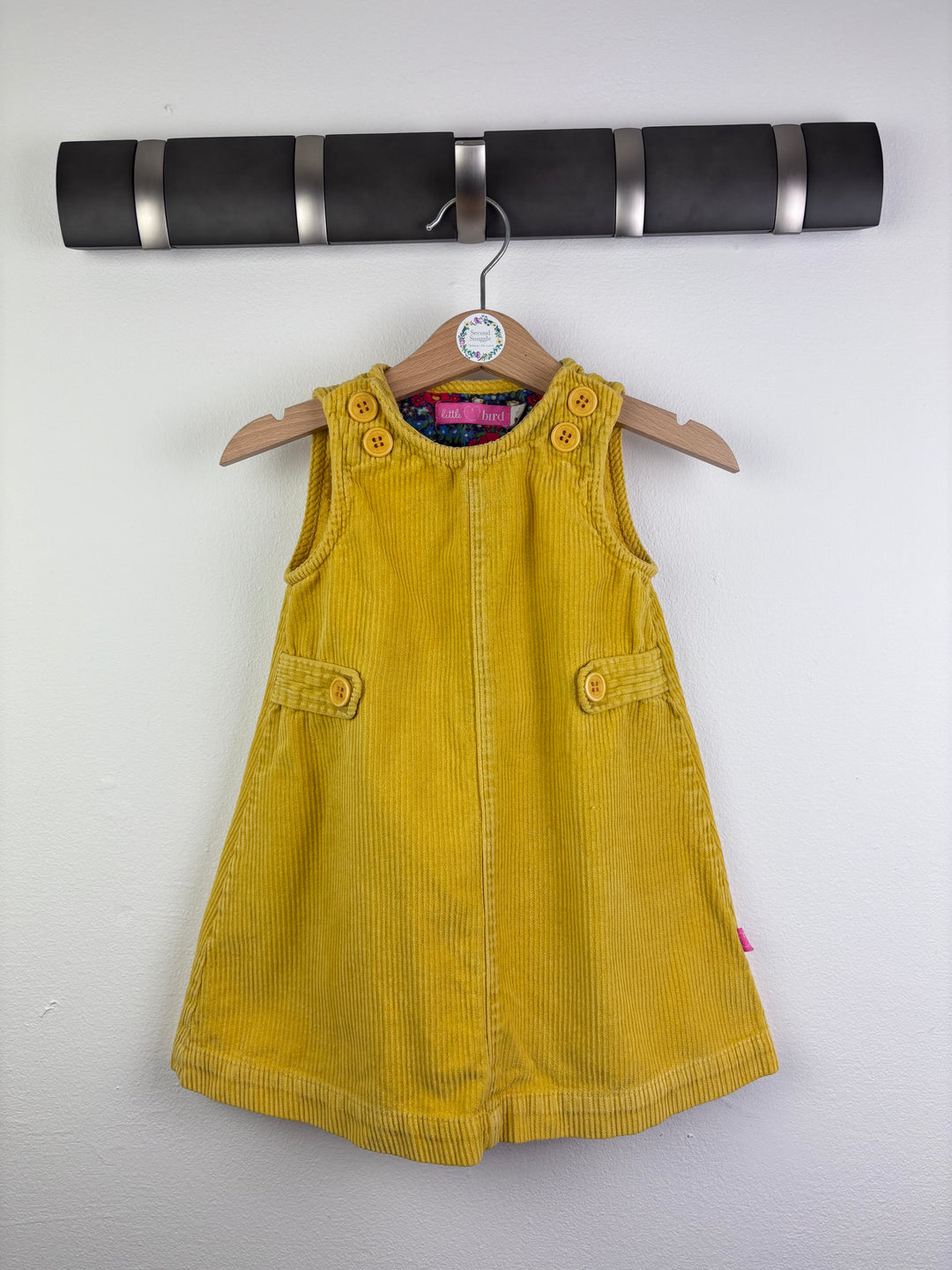 Little Bird Yellow Cord Dungaree Dress 12-18 Months-Dresses-Second Snuggle Preloved