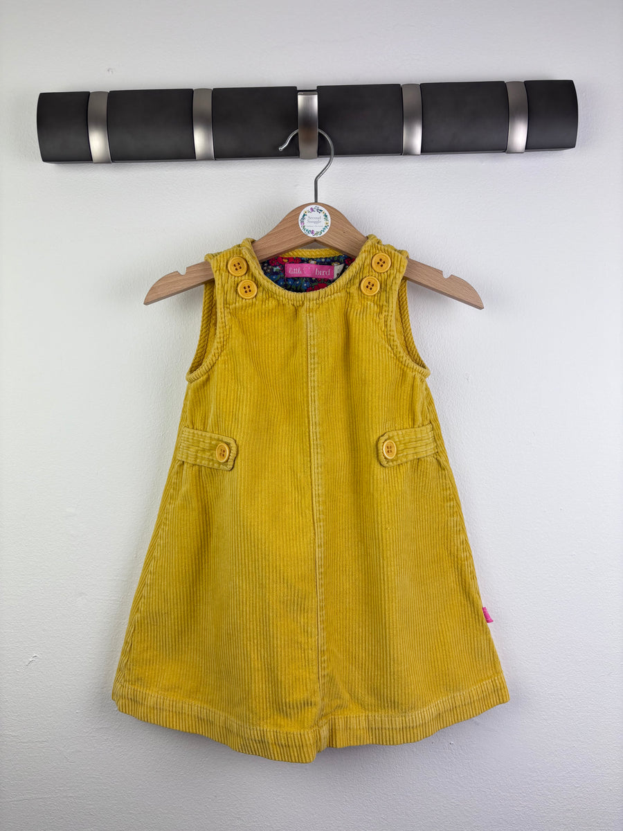 Little Bird Yellow Cord Dungaree Dress 12-18 Months-Dresses-Second Snuggle Preloved
