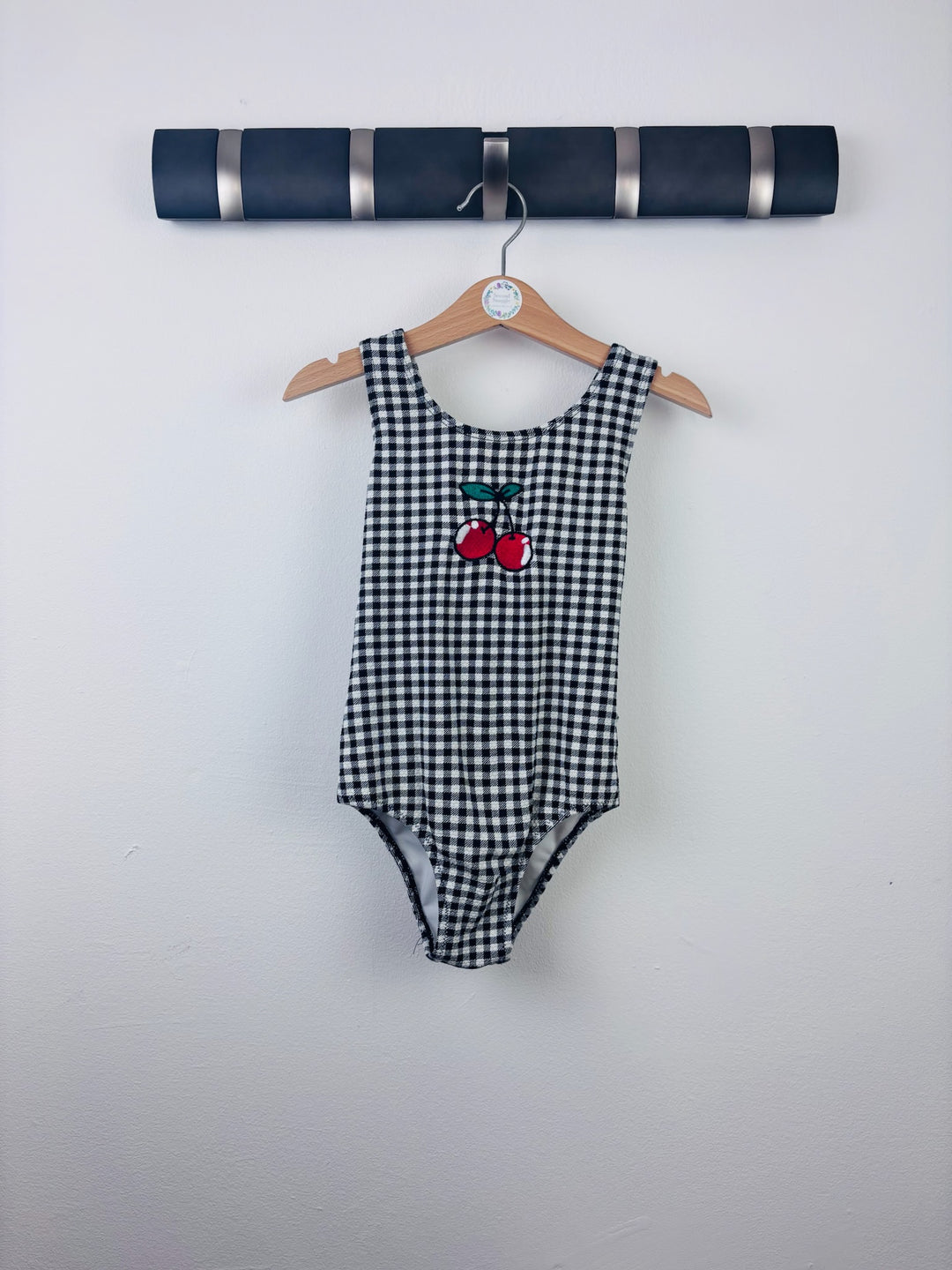 Matalan Black Gingham Swimsuit with Cherry Detail 5 Years