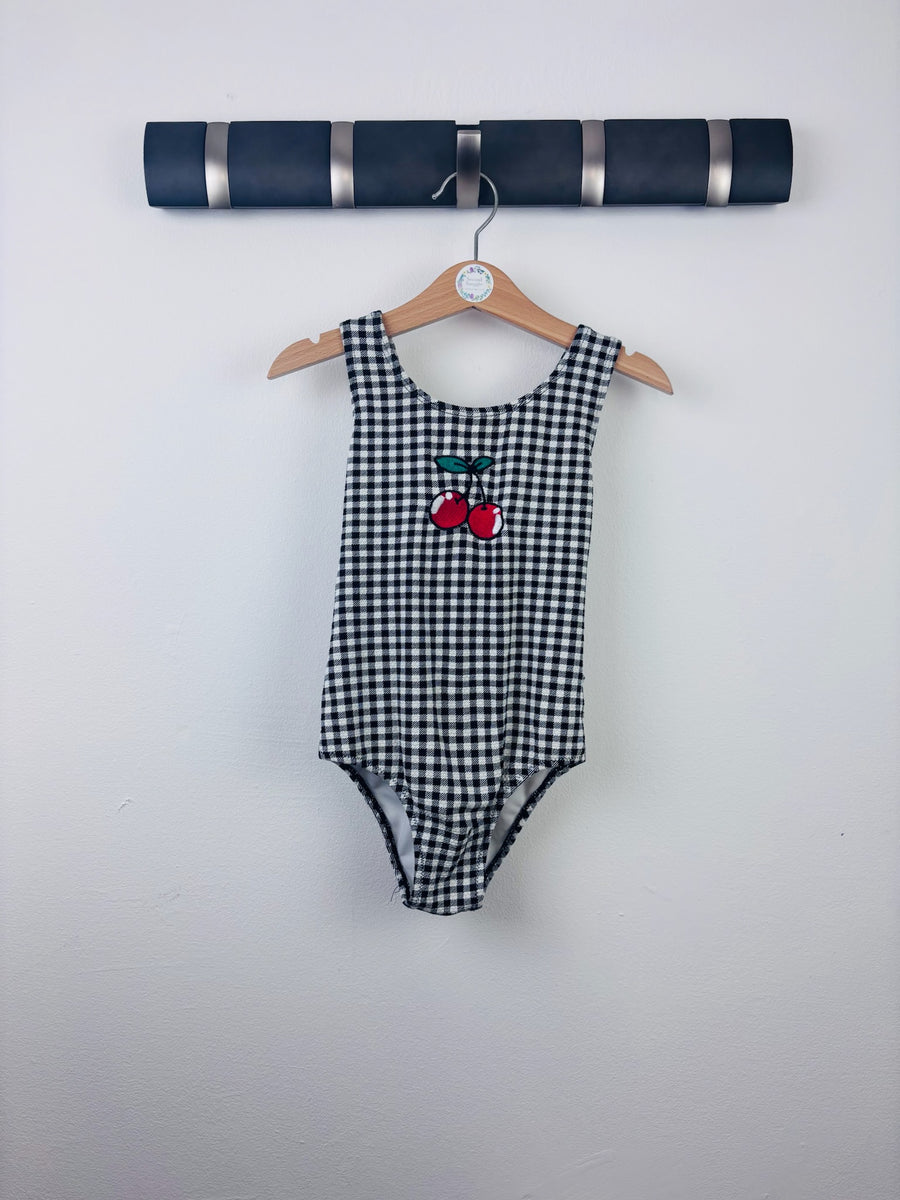 Matalan Black Gingham Swimsuit with Cherry Detail 5 Years-Swimming-Second Snuggle Preloved