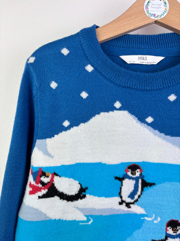 M&S Penguin Winter Jumper 6–7 Years-Jumpers-Second Snuggle Preloved