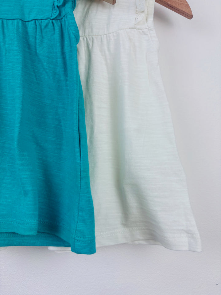 M&S Teal and White Tunic Tops 12-18 Months