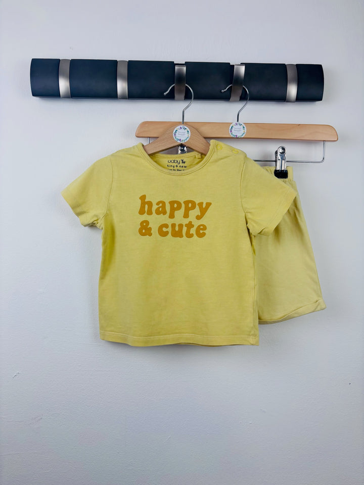 Tu Yellow Happy & Cute Shorts Set 12-18 Months