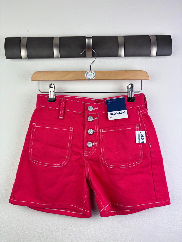 Old Navy Pink Button Front Shorts 12 Years-Shorts-Second Snuggle Preloved