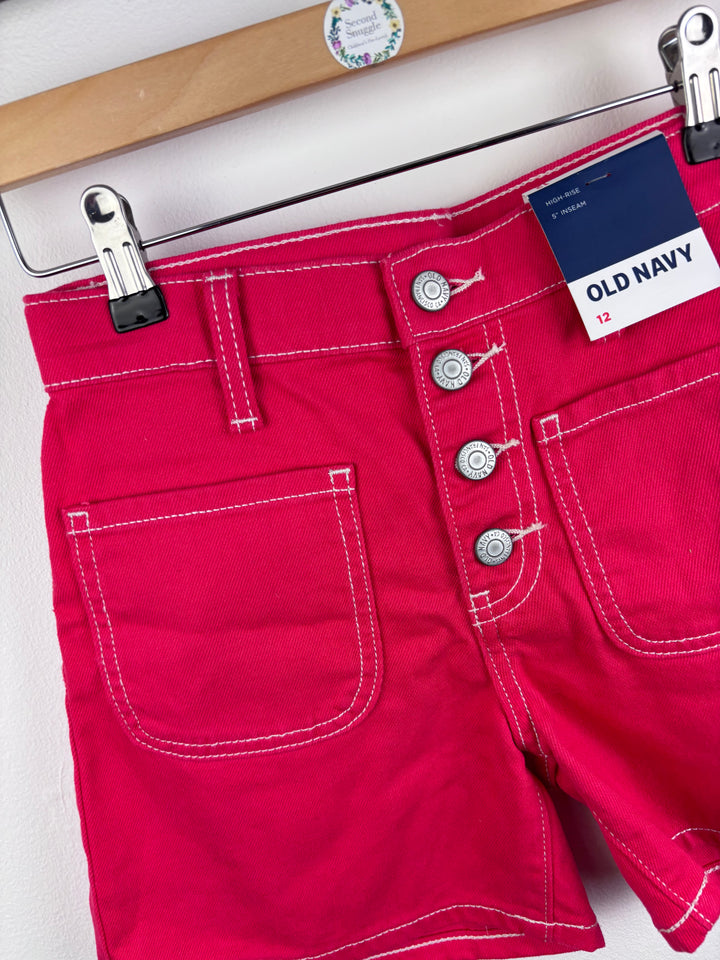 Old Navy Pink Button Front Shorts 12 Years-Shorts-Second Snuggle Preloved