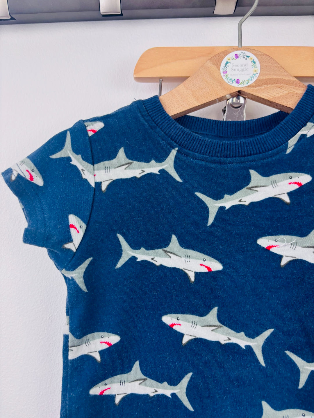 Next Blue Shark Short Pyjama Set 12-18 Months-Night Wear-Second Snuggle Preloved