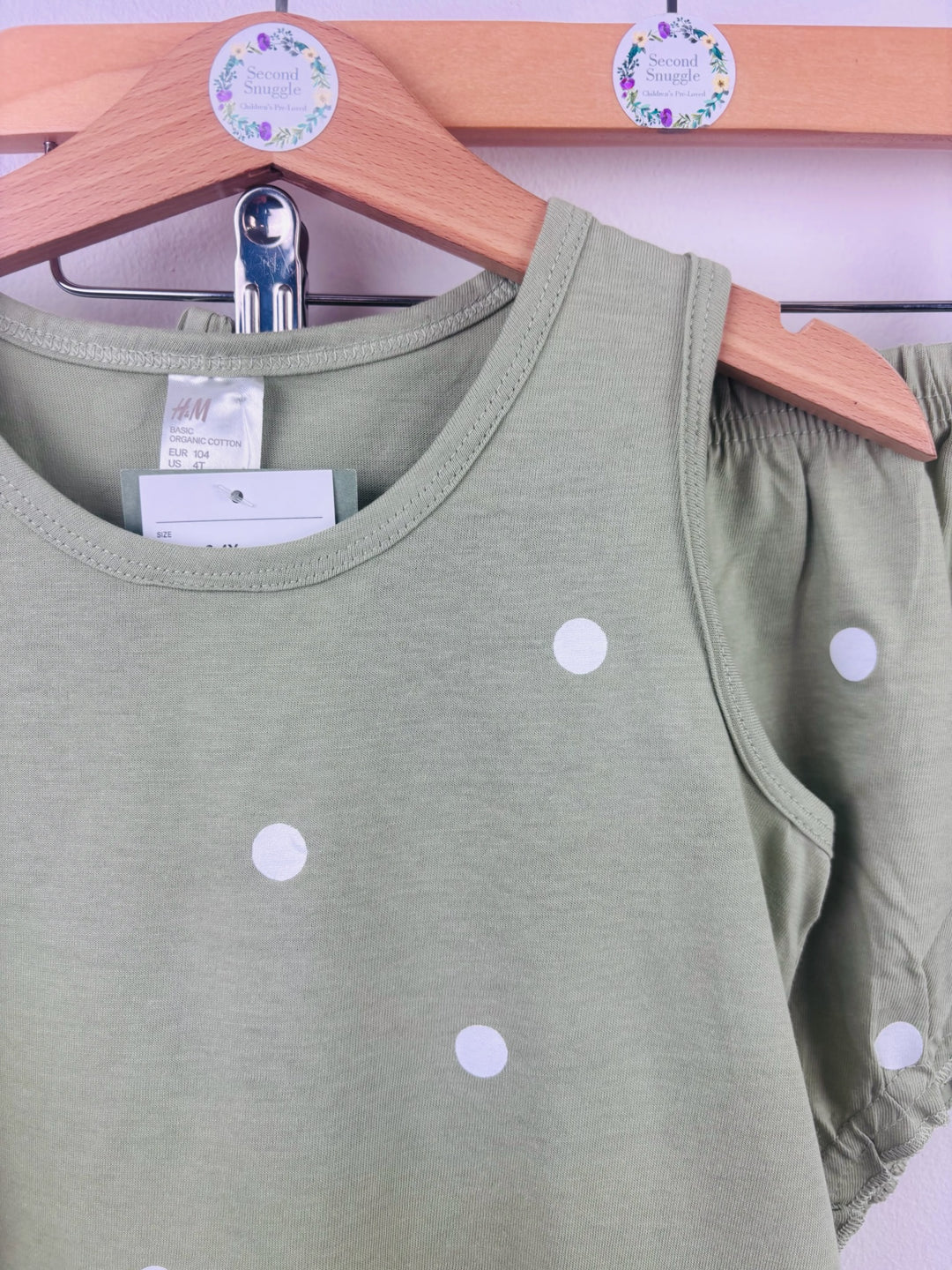 H&M Green Spotty Dress and Bloomer Set 3-4 Years