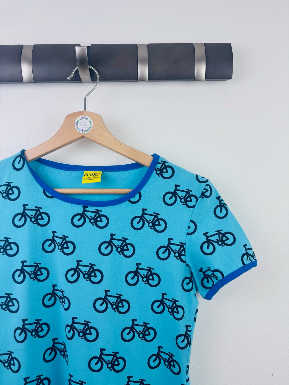 Duns Turquoise Bicycle Print Dress 158/164 (13-14 Years)-Dresses-Second Snuggle Preloved