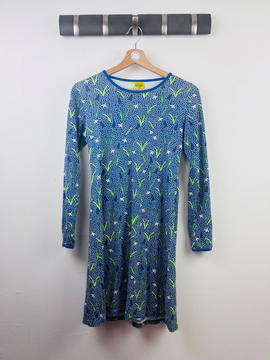 Duns Blue Floral Long Sleeve Dress 158 (12-13 Years)-Dresses-Second Snuggle Preloved
