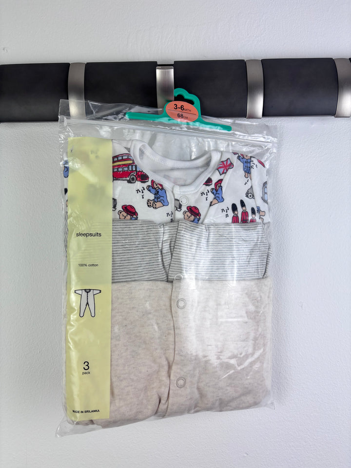 Ex High Street Mixed Brand Sleepsuit Bundle 3 Pack 3–6 Months-Sleepsuits-Second Snuggle Preloved