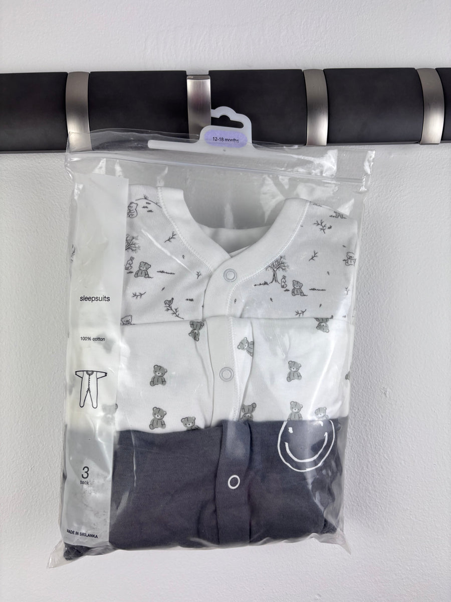 Ex High Street Mixed Brand Sleepsuit Bundle 3 Pack 12–18 Months-Sleepsuits-Second Snuggle Preloved