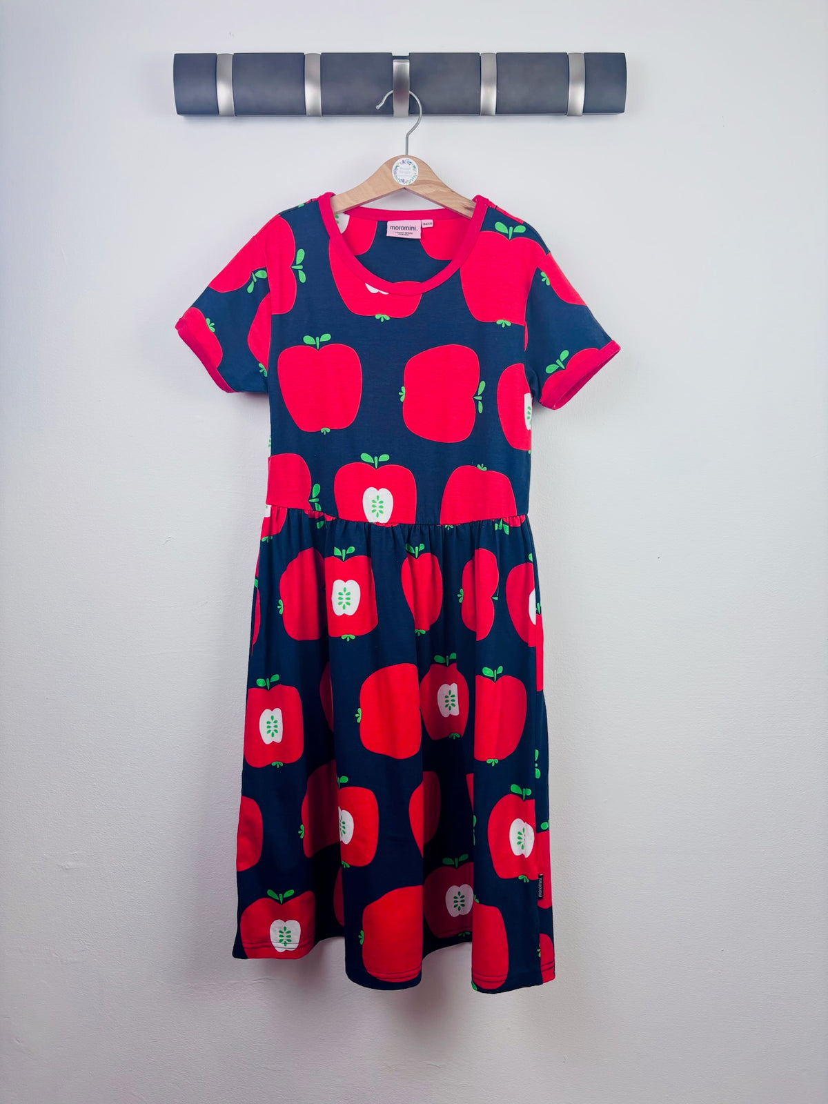 Moromini Navy Apple Print Dress 164-170 (12-14 Years)-Dresses-Second Snuggle Preloved