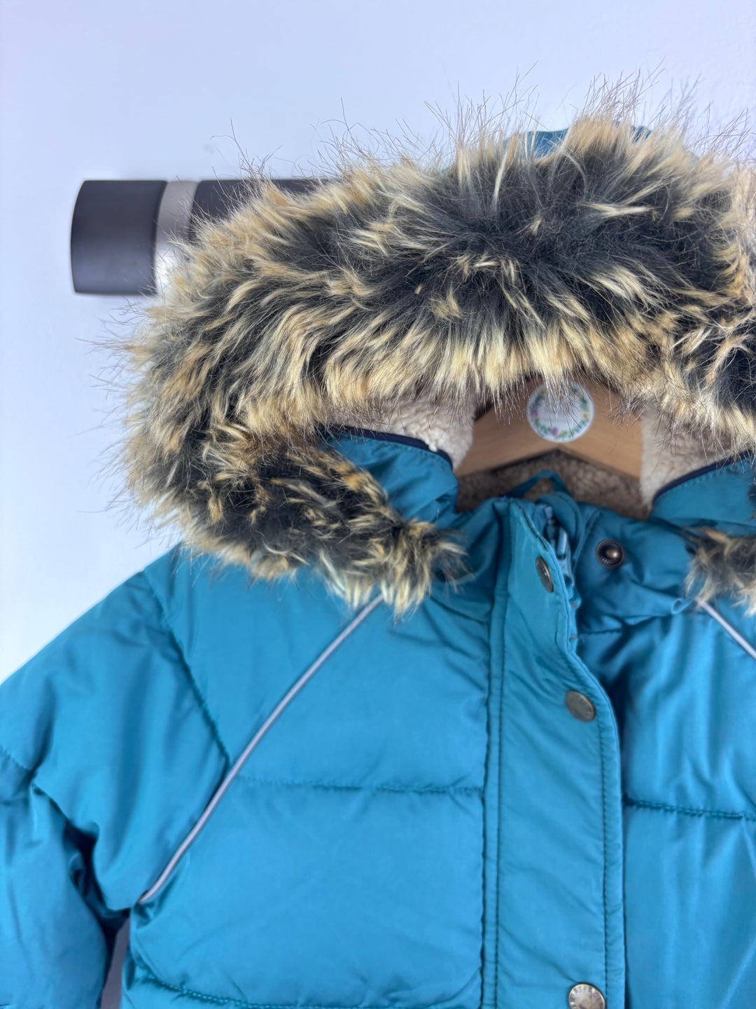 Fat Face Teal Faux Fur Hooded Padded Coat 4–5 Years-Coats-Second Snuggle Preloved