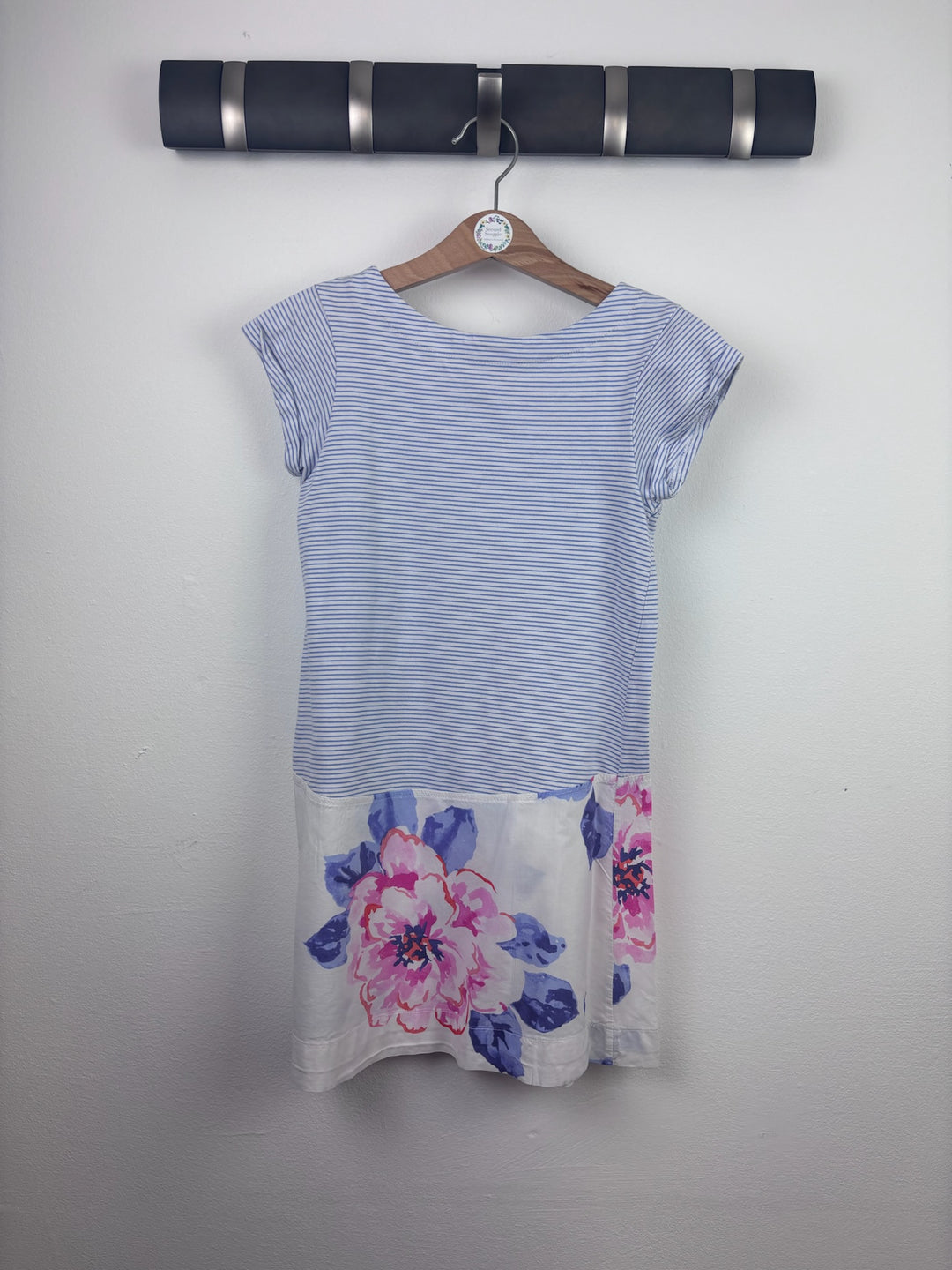 Joules Blue Stripe Floral Pocket Dress 7-8 Years