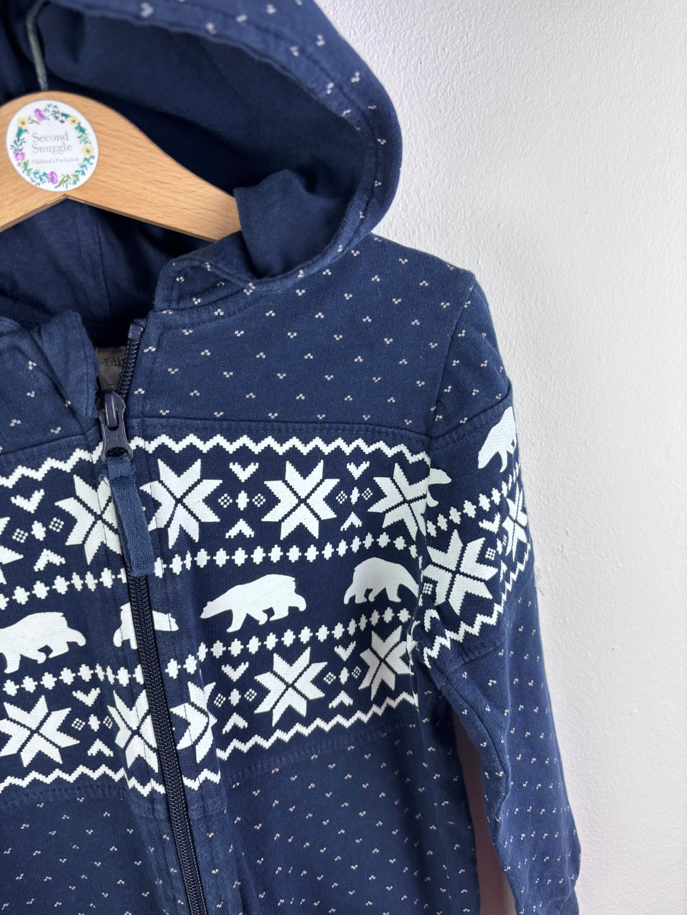 Lily & Dan Navy Polar Bear Hooded Onesie 5–6 Years-All In One-Second Snuggle Preloved