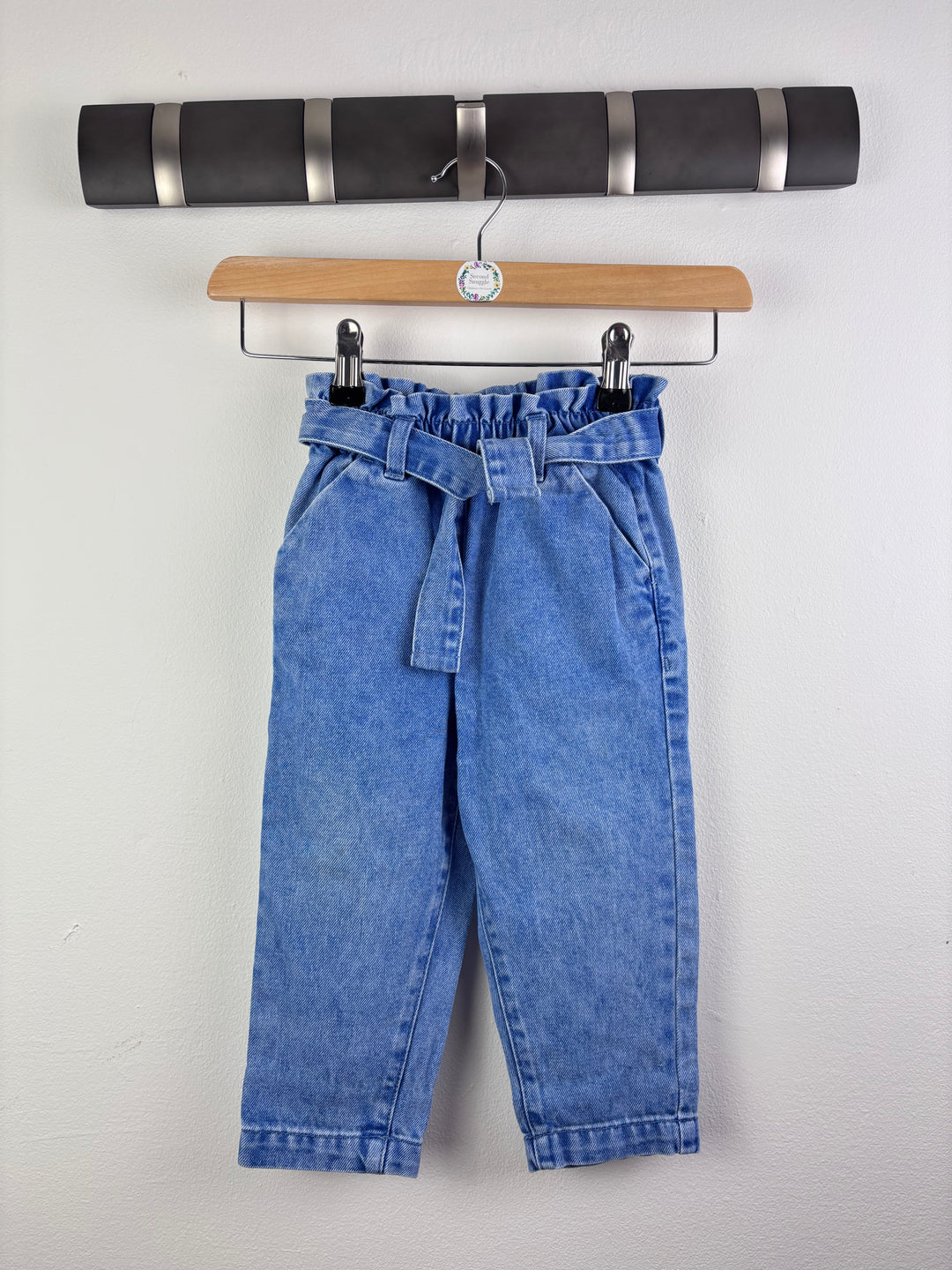 Next Paperbag Waist Denim Trousers 12–18 Months-Trousers-Second Snuggle Preloved