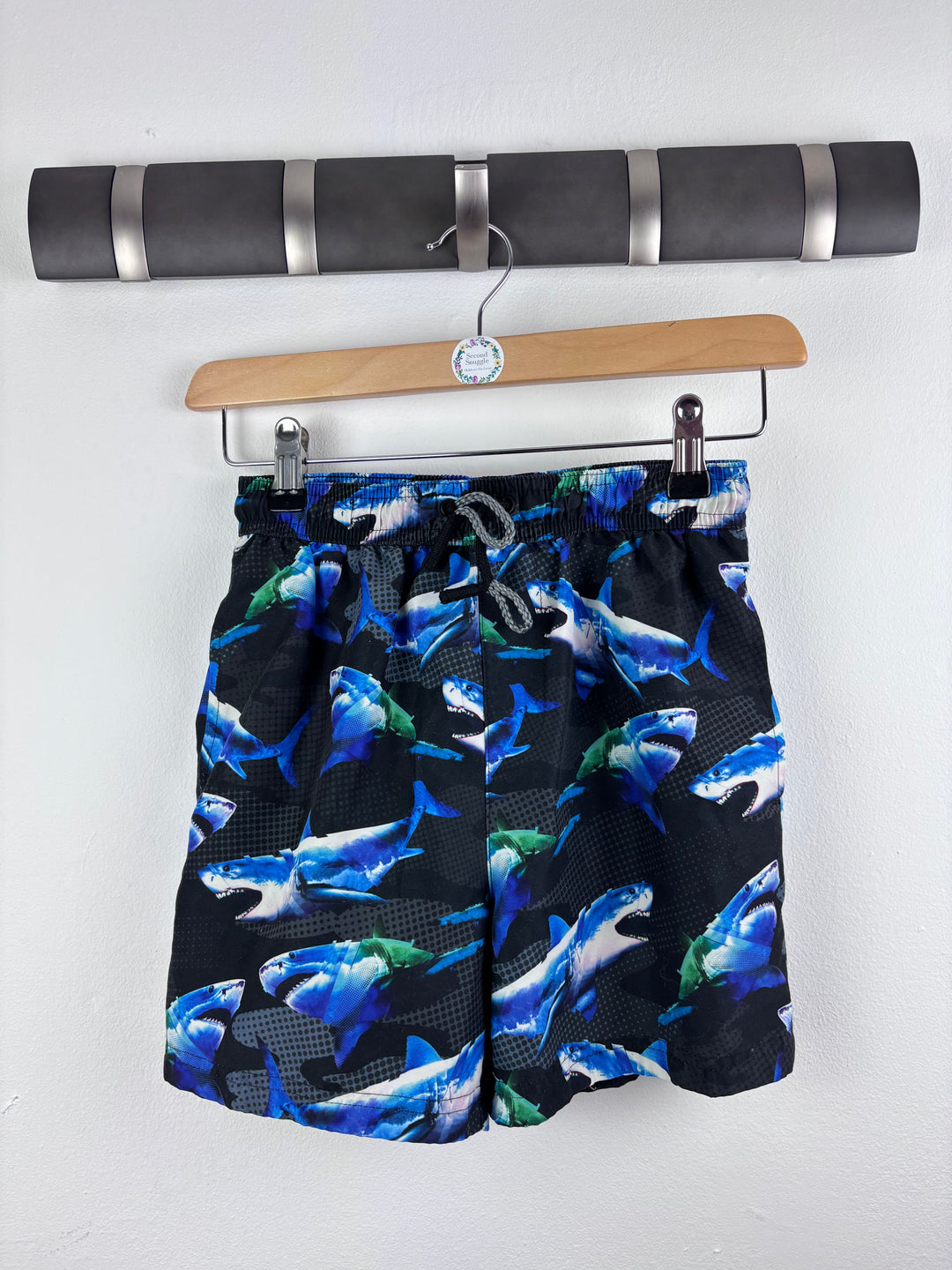 Next Shark Print Swim Shorts Black 9 Years-Swimming-Second Snuggle Preloved