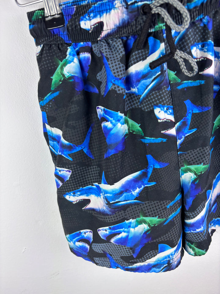 Next Shark Print Swim Shorts Black 9 Years-Swimming-Second Snuggle Preloved