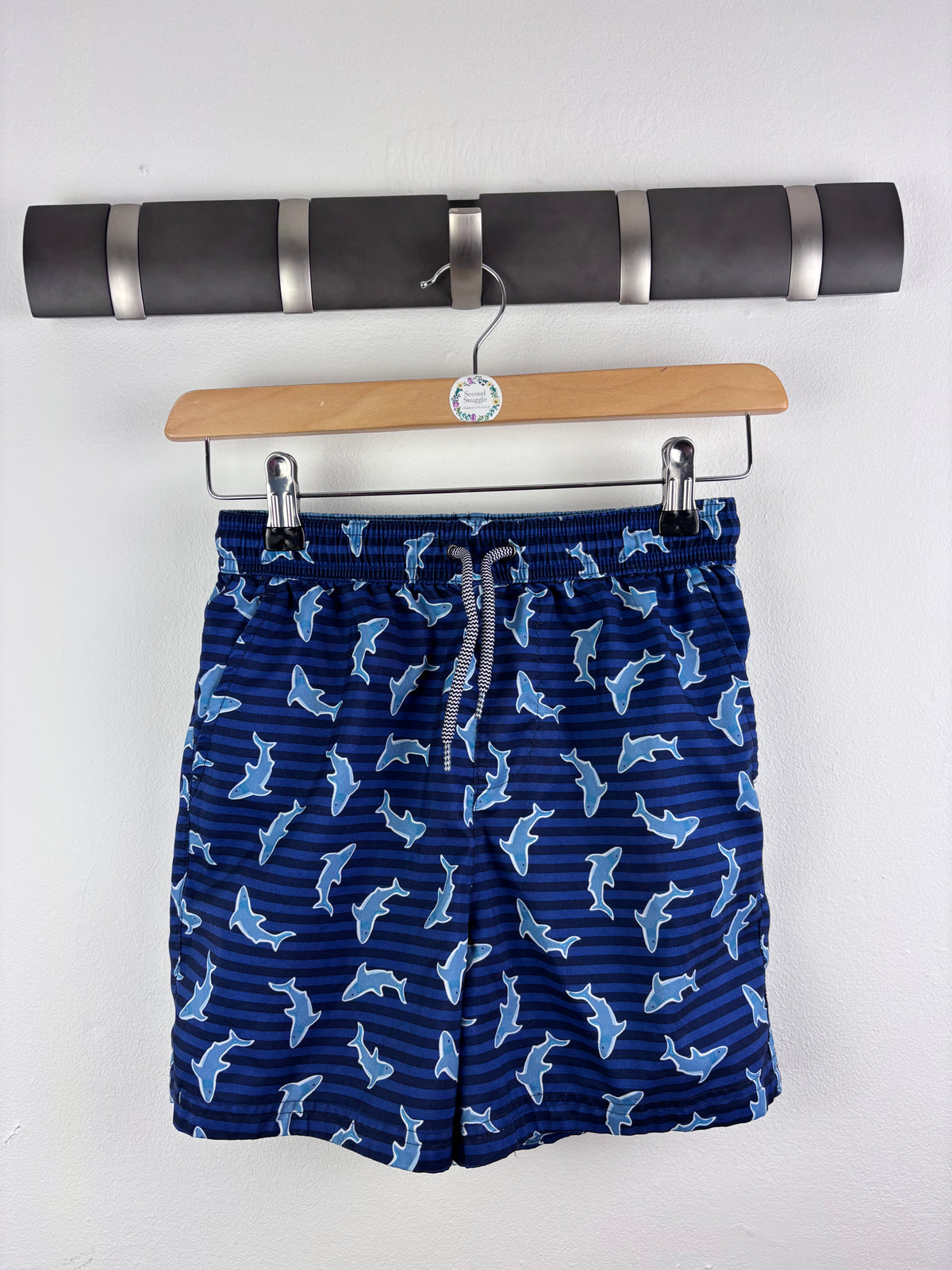 Next Blue Shark Print Swim Shorts 9 Years-Swimming-Second Snuggle Preloved