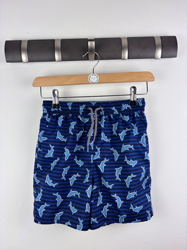 Next Blue Shark Print Swim Shorts 9 Years-Swimming-Second Snuggle Preloved
