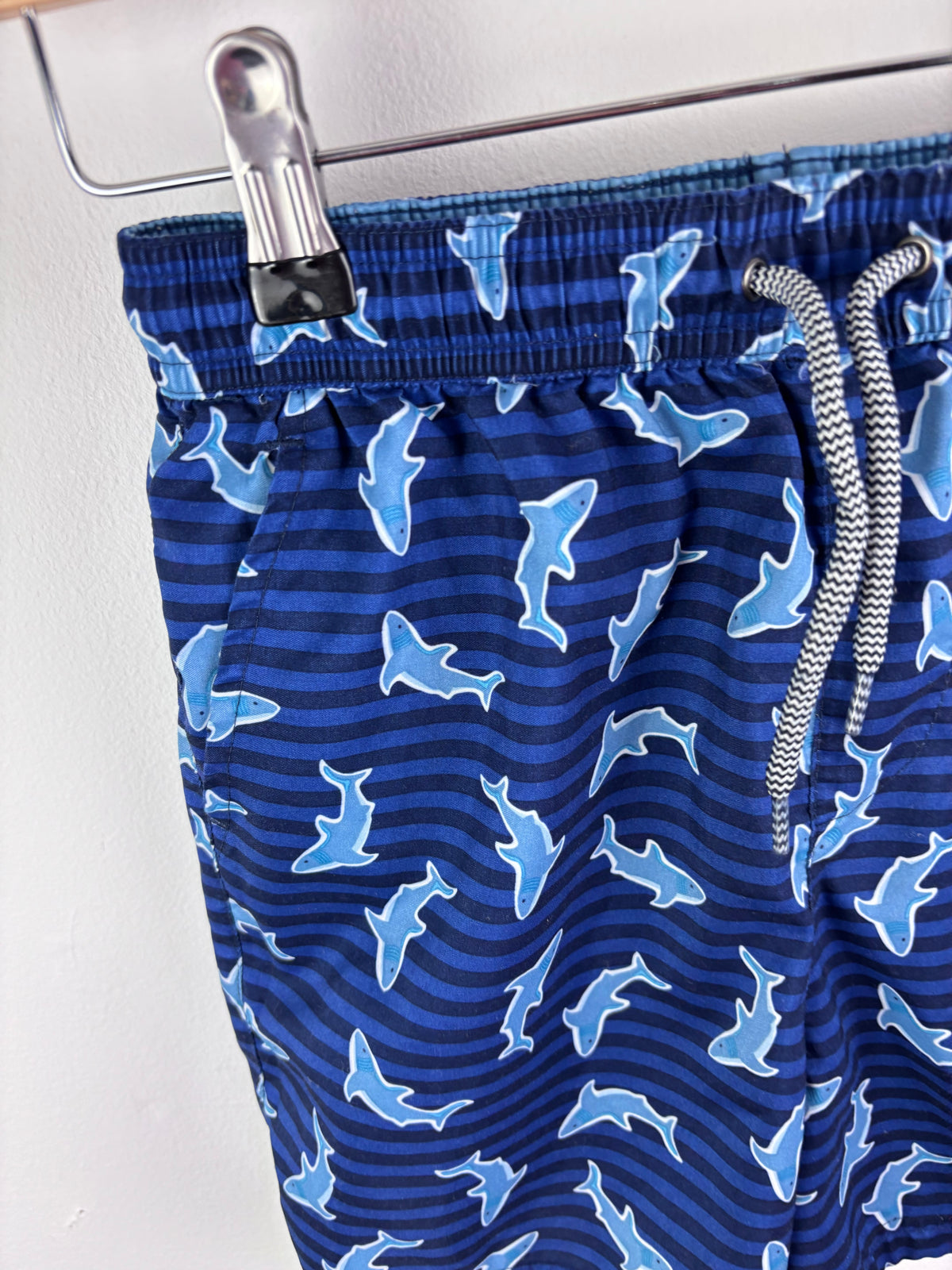 Next Blue Shark Print Swim Shorts 9 Years-Swimming-Second Snuggle Preloved