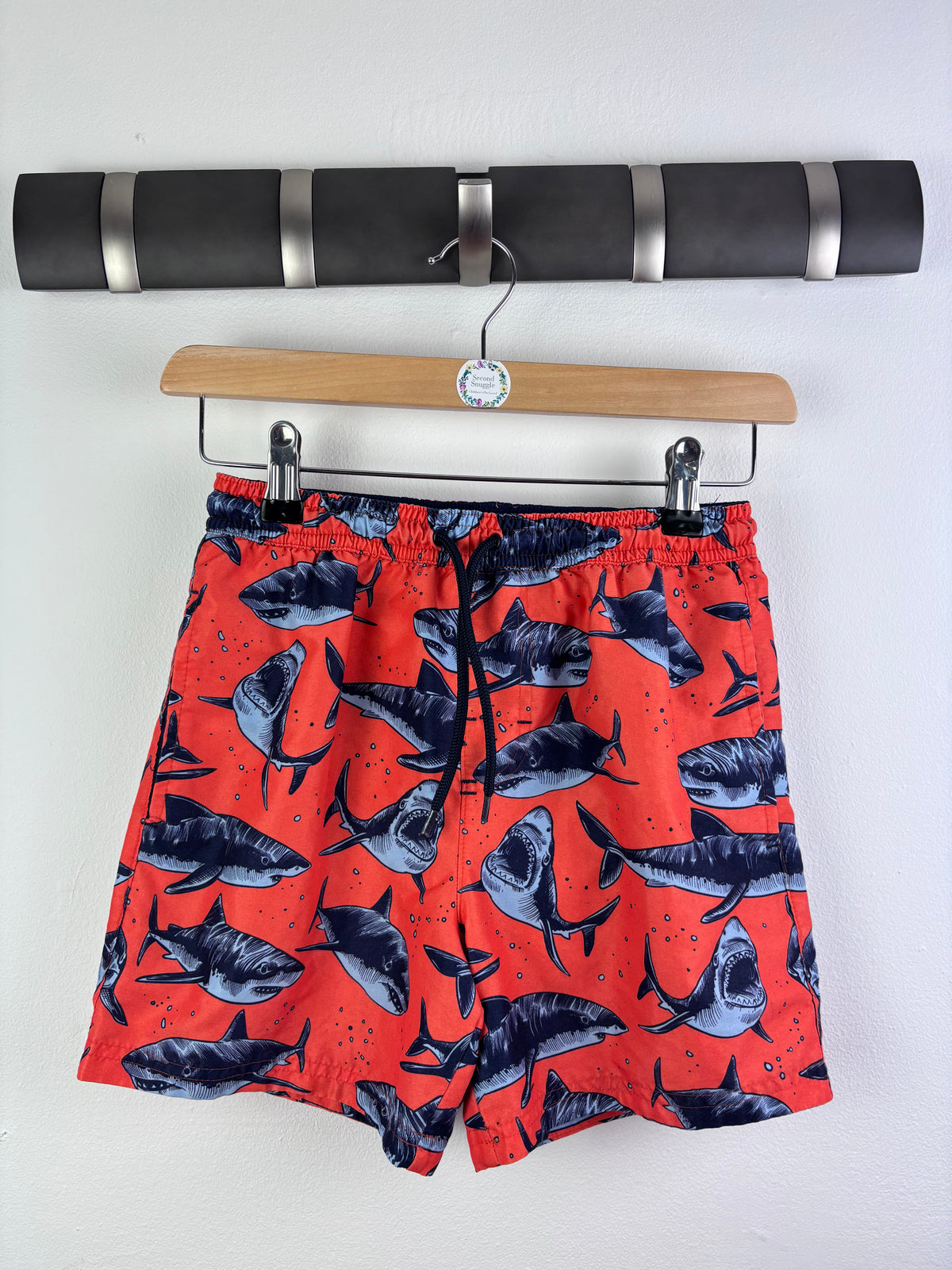 Next Red Shark Print Swim Shorts 9 Years-Swimming-Second Snuggle Preloved