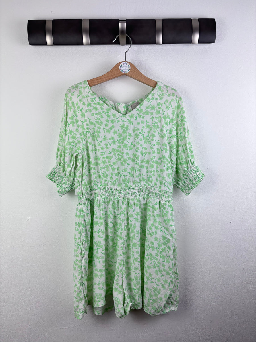 John Lewis Green Floral Playsuit 9 Years-Play Suits-Second Snuggle Preloved