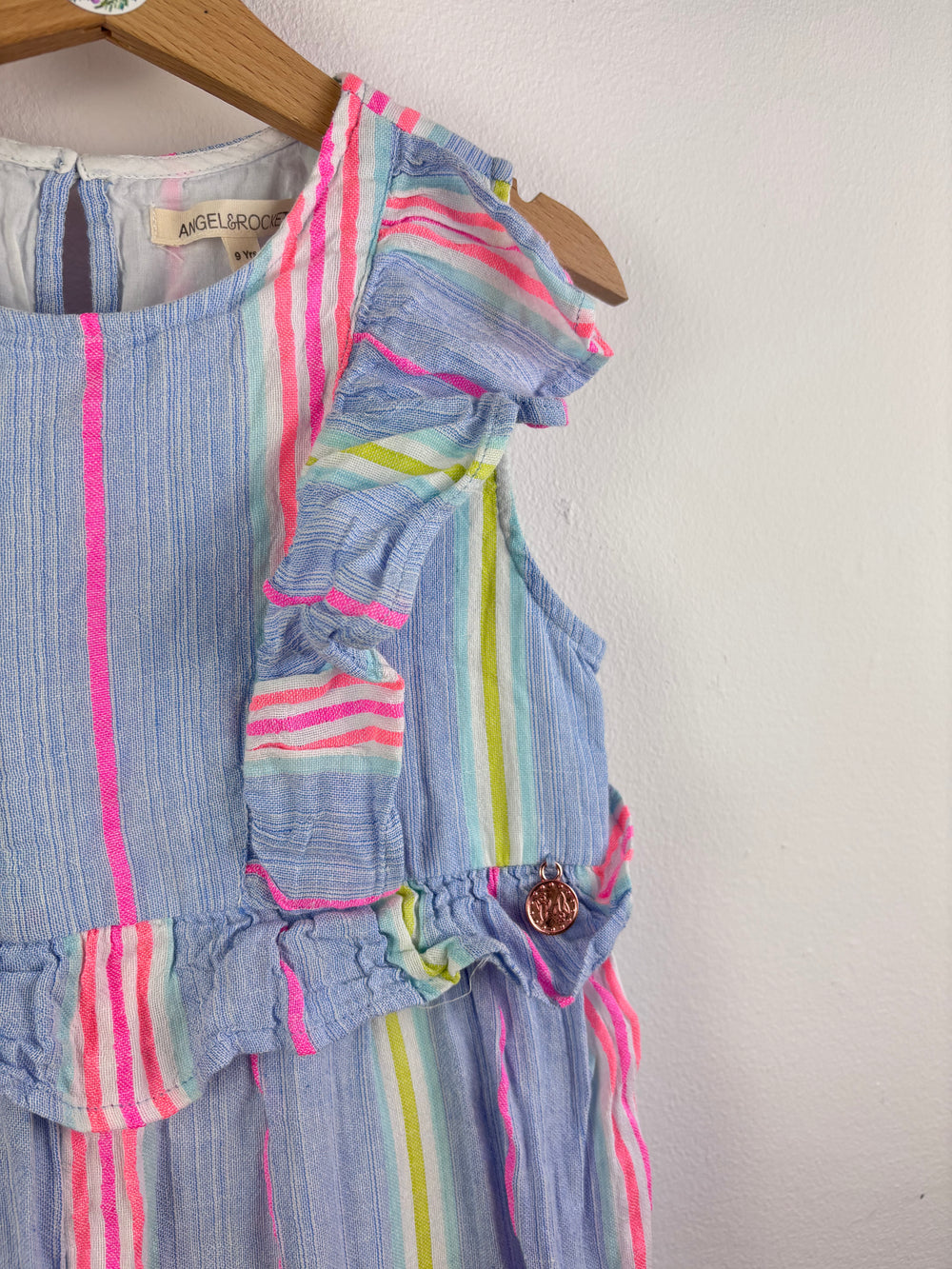 Angel & Rocket Stripe Frill Dress 9 Years-Dresses-Second Snuggle Preloved