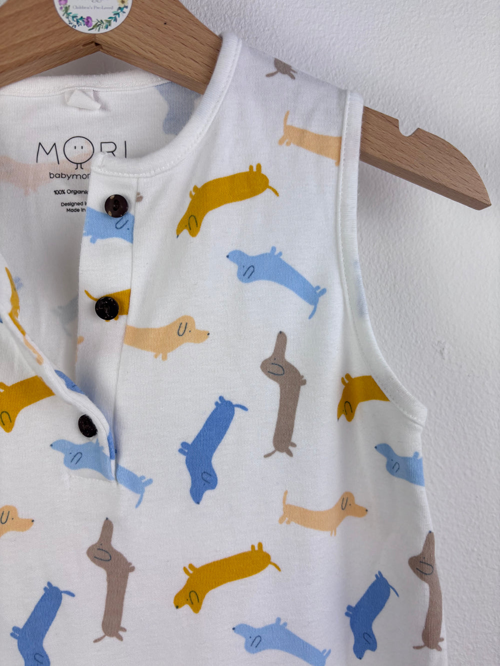 Mori Dog Print Sleeveless Romper 18–24 Months-Rompers-Second Snuggle Preloved