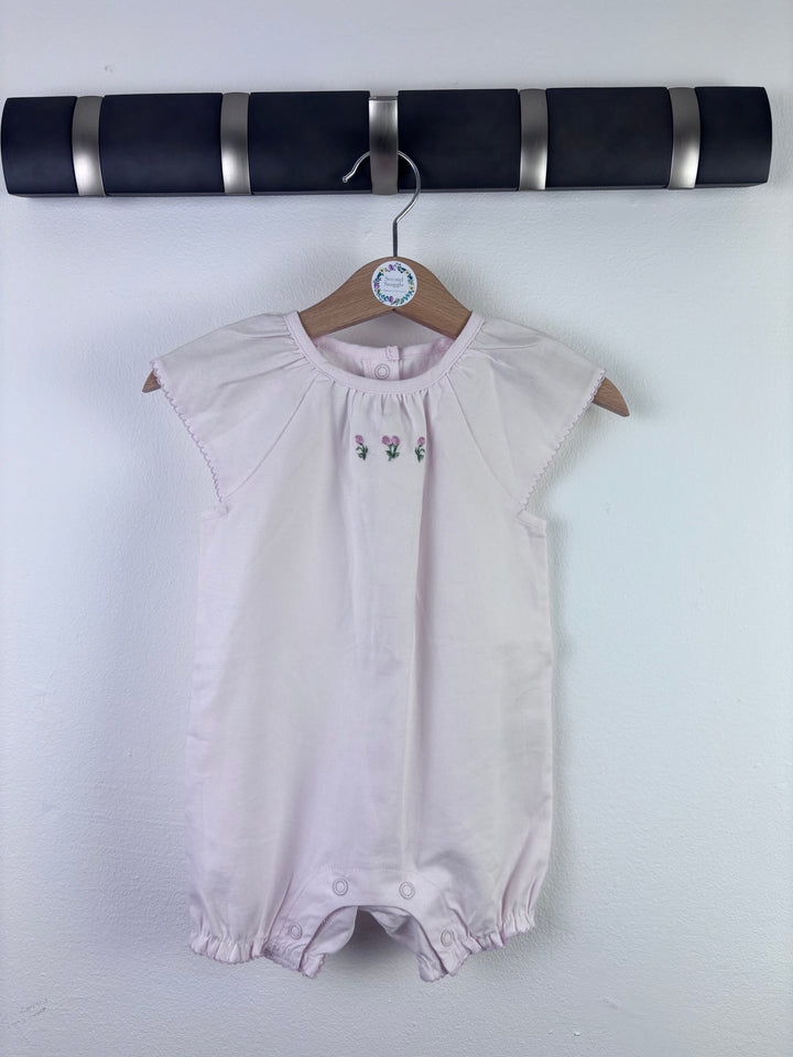 The Little White Company Pink Embroidered Romper 3–6 Months-Rompers-Second Snuggle Preloved