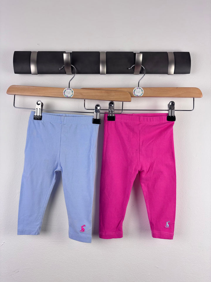 Joules Pink Blue Leggings Cotton Stretch Elastic Waist Baby Set 3–6 Months-Leggings-Second Snuggle Preloved