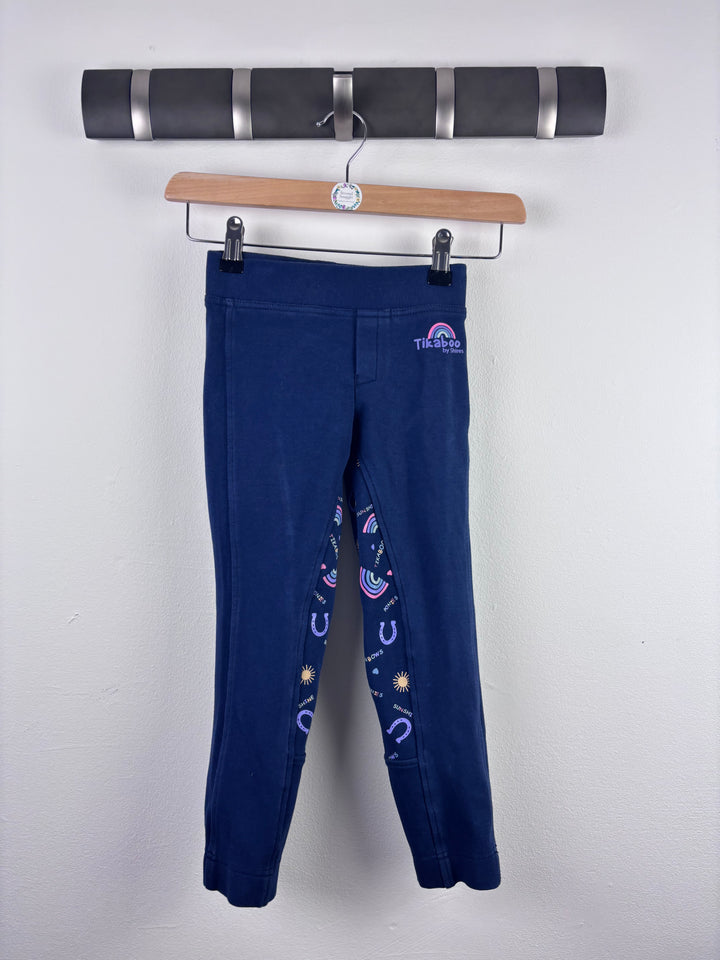 Tikaboo Navy Leggings Rainbow Horseshoe Print Stretch Girls Trousers 5–6 Years-Trousers-Second Snuggle Preloved