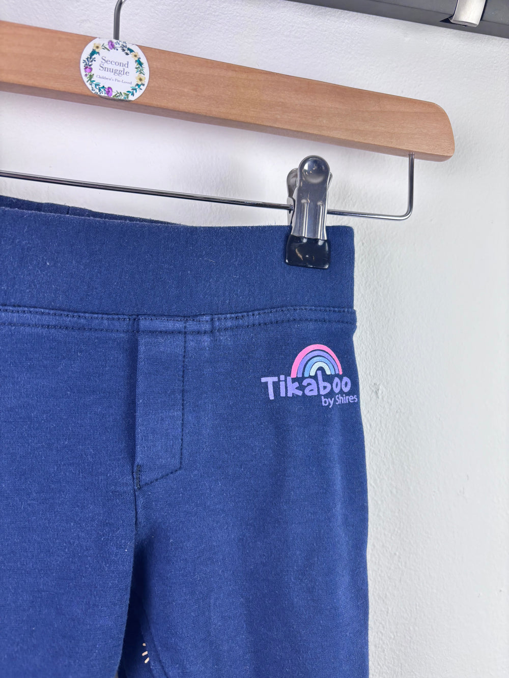 Tikaboo Navy Leggings Rainbow Horseshoe Print Stretch Girls Trousers 5–6 Years-Trousers-Second Snuggle Preloved