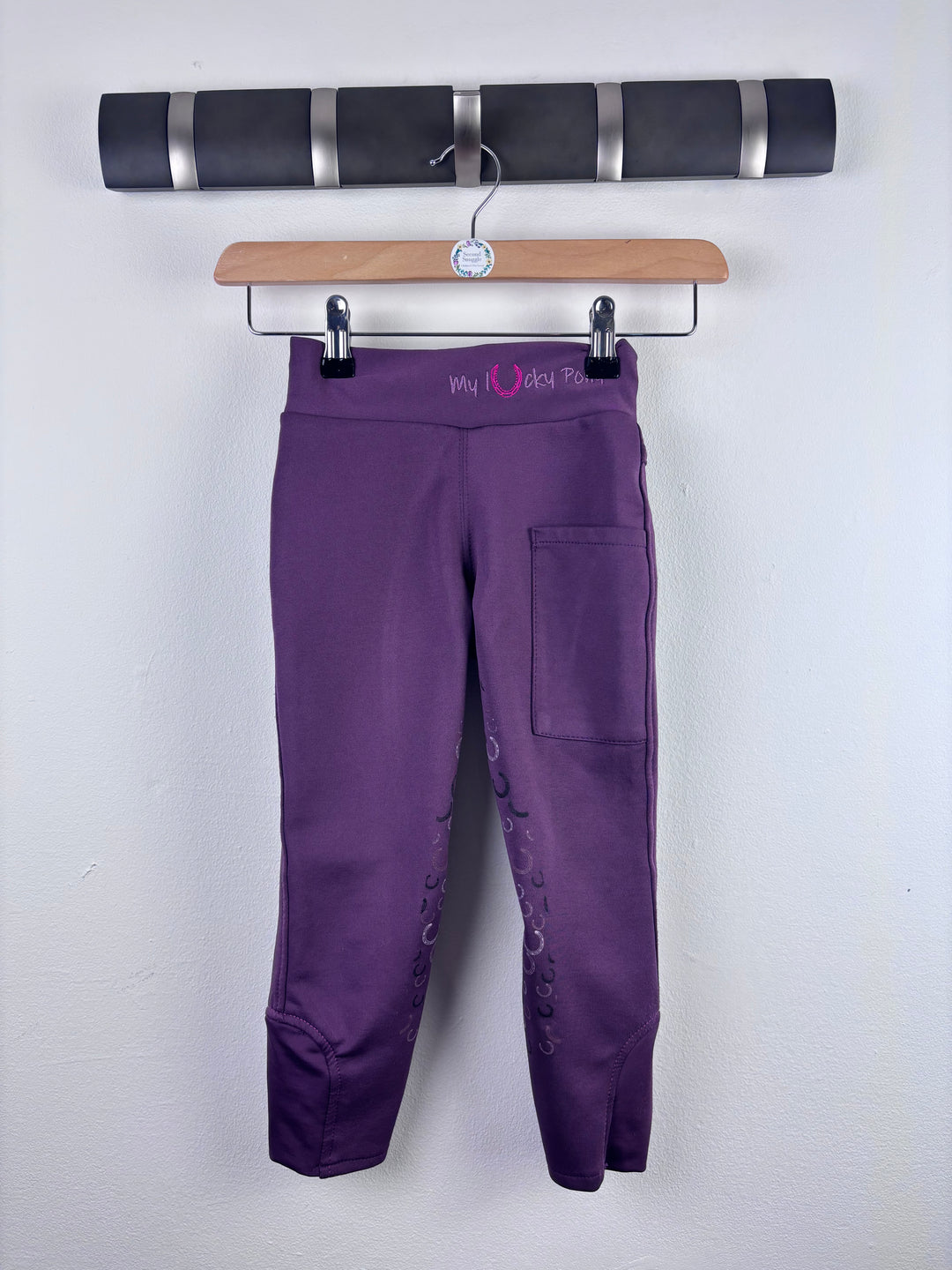 HKM Kids Purple Riding Leggings Grip Stretch Equestrian Trousers 4–5 Years