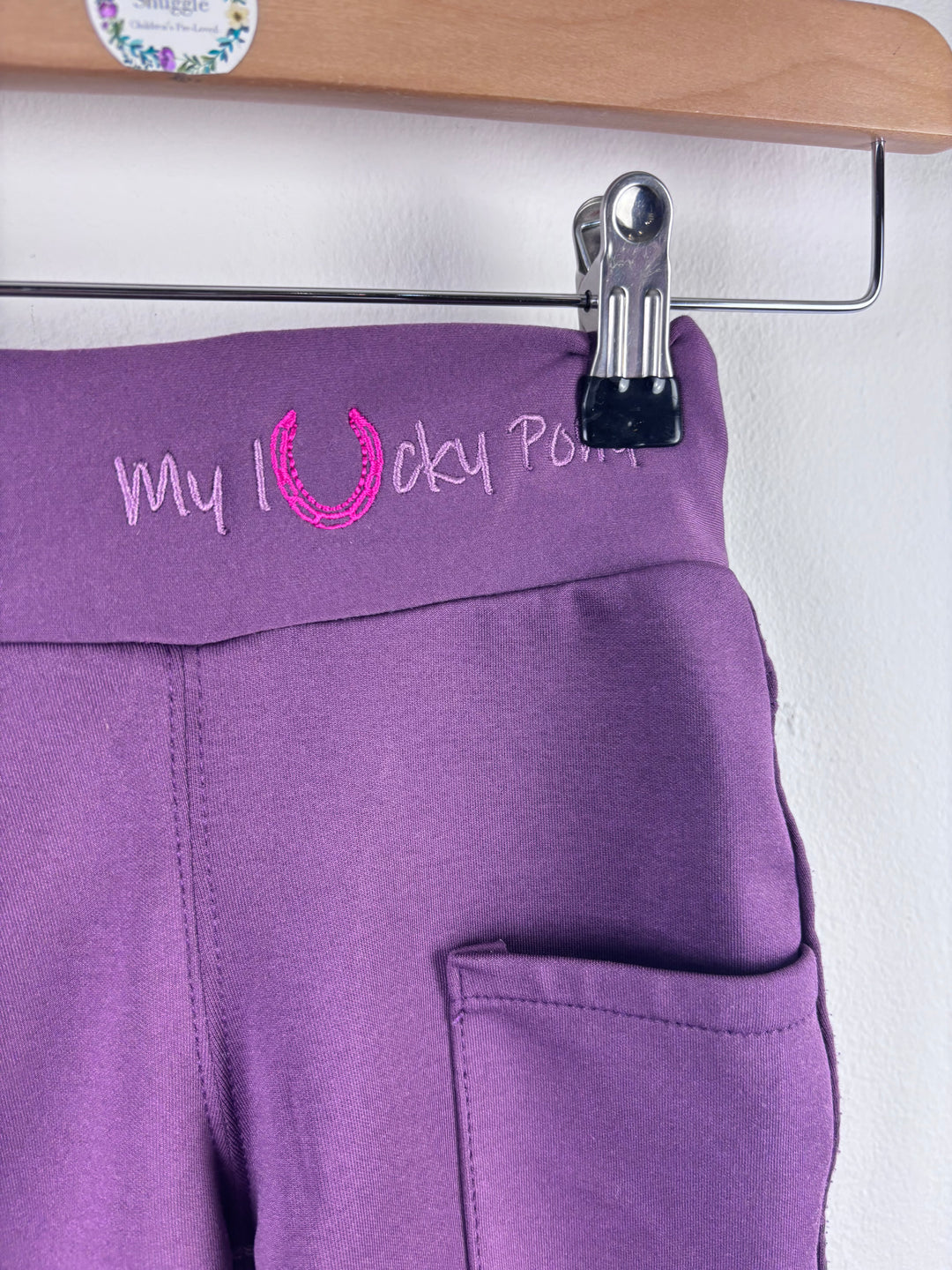 HKM Kids Purple Riding Leggings Grip Stretch Equestrian Trousers 4–5 Years