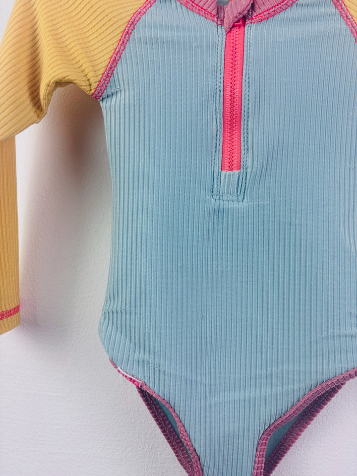 Grass & Air Teal Colour Block Swimsuit UPF 50+