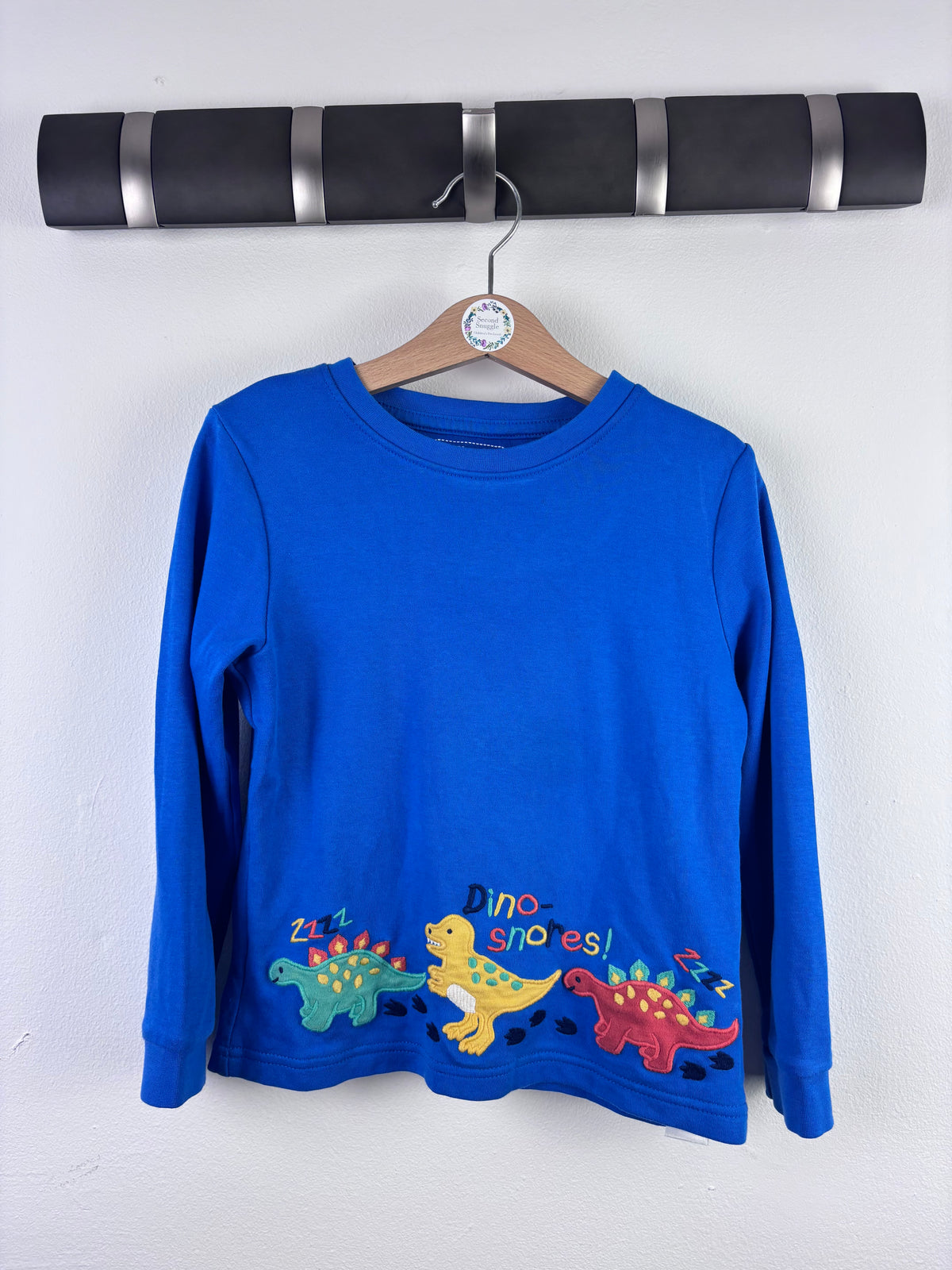 JoJo Maman Bébé Blue Dino Long Sleeve Top 5–6 Years-Tops-Second Snuggle Preloved